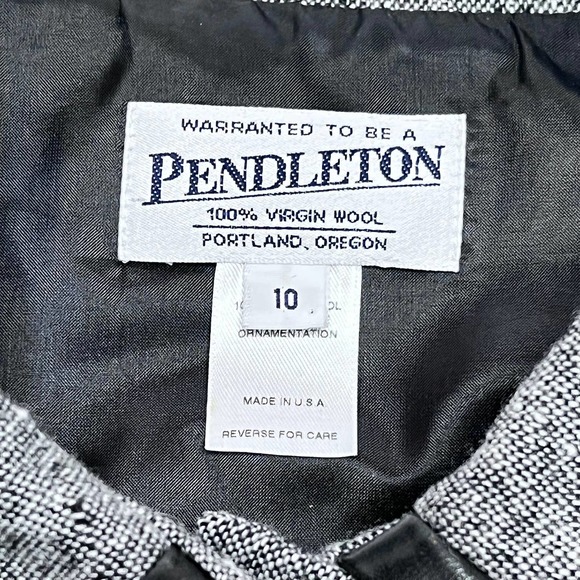 Pendleton Gray Wool Blazer with Faux Leather Trim Size 10 - Picture 5 of 11